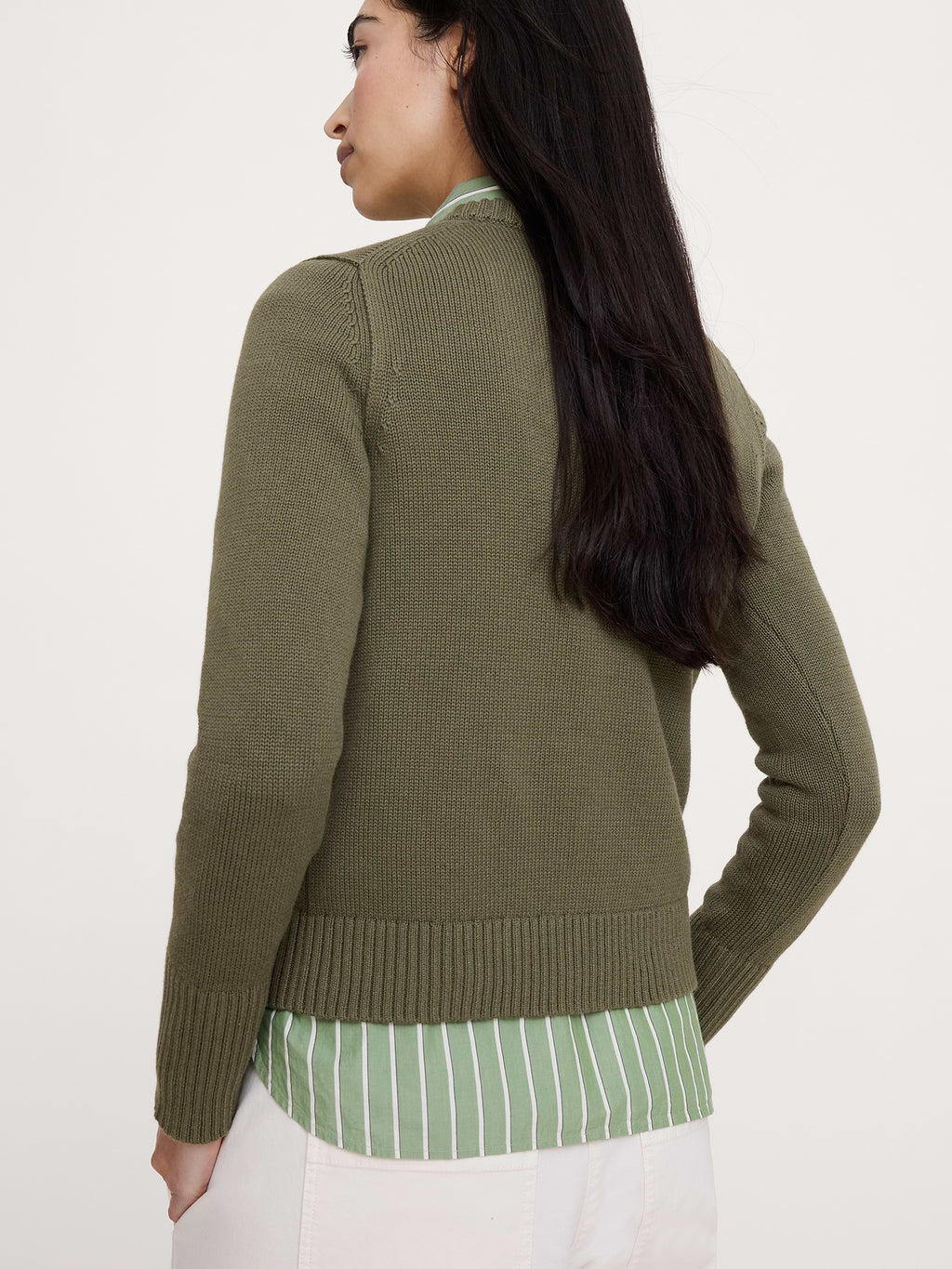Cotton-Silk Crew-Neck Sweater - Fresh Olive Green