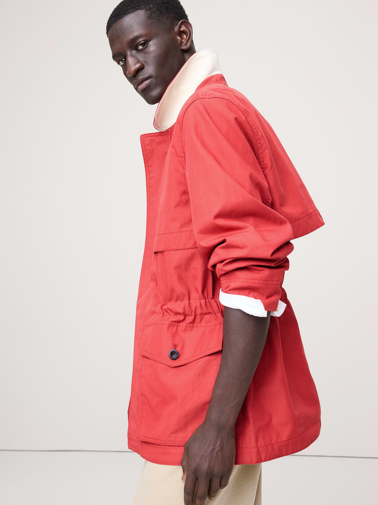 Cotton-Nylon Field Jacket - Terracotta Red