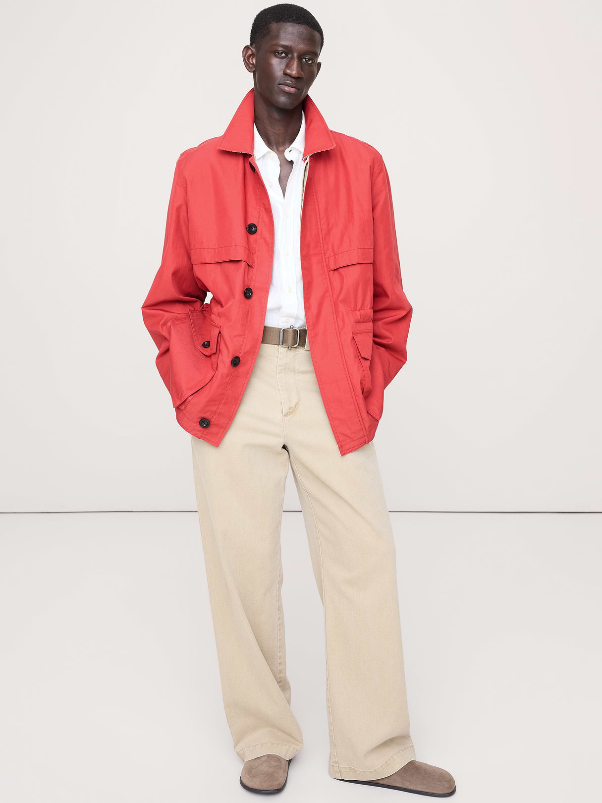Cotton-Nylon Field Jacket - Terracotta Red
