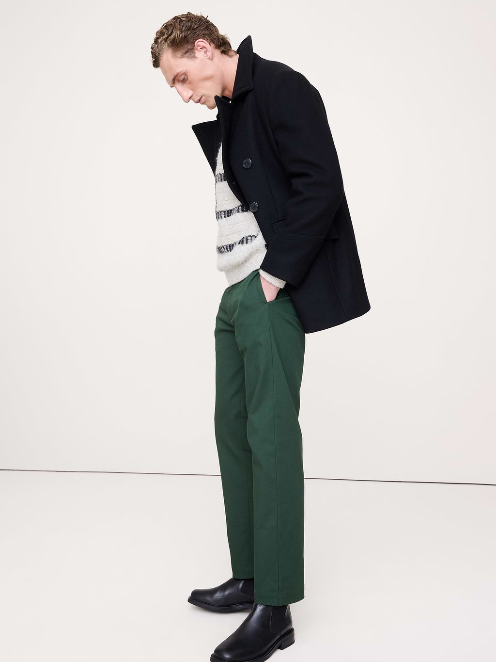Straight Italian-Stretch Chino - Forest Green