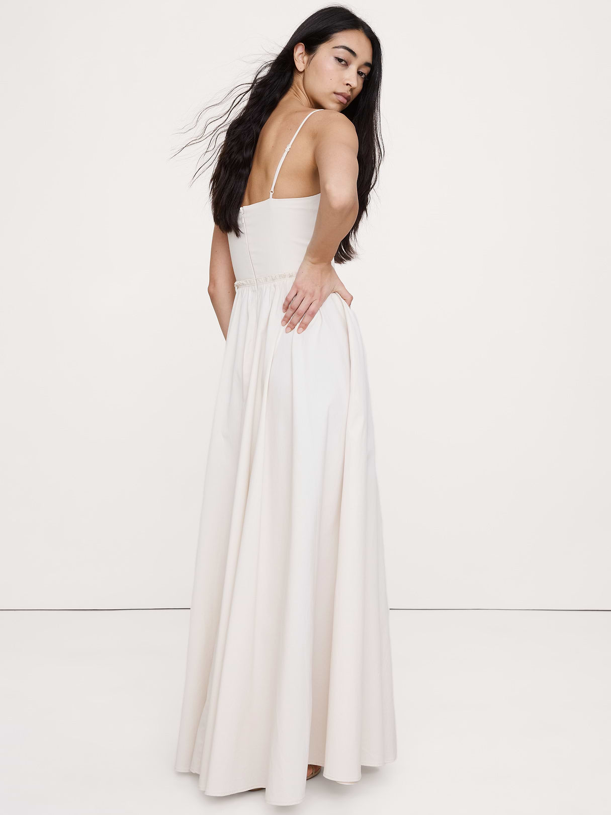 Soft Cotton Corset Maxi Dress - Cream White