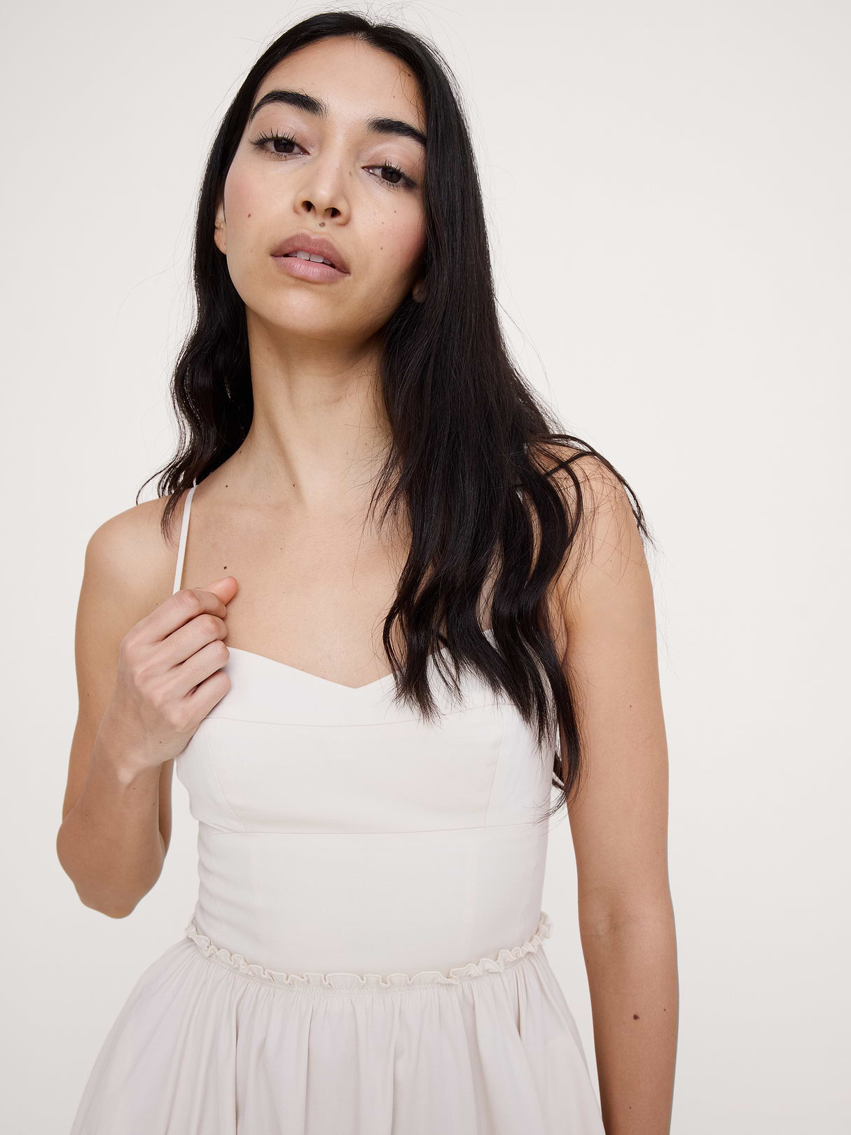 Soft Cotton Corset Maxi Dress - Cream White