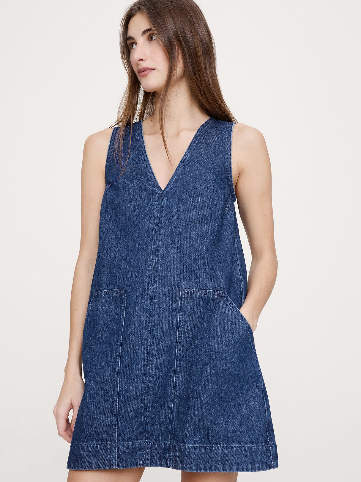 Denim Shift Dress - Dark Wash