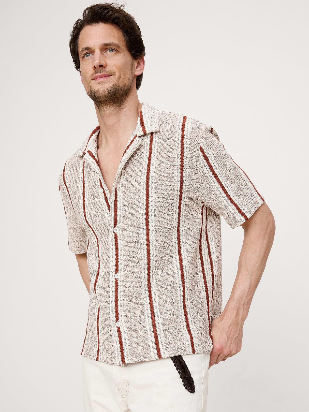 Relaxed-Fit Striped Resort Shirt - Jasper Red
