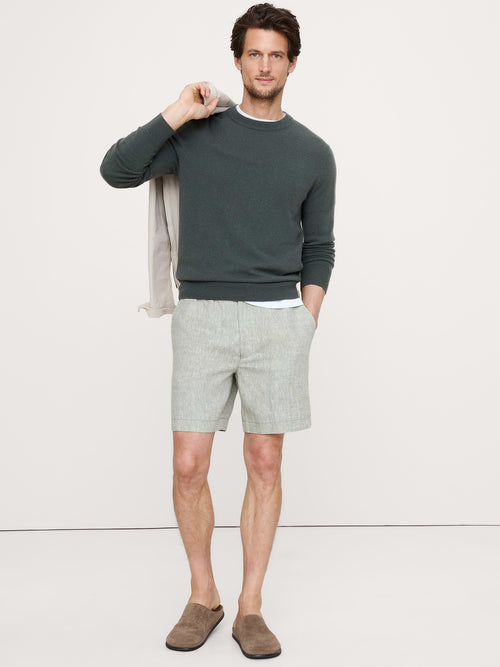 7" Linen Pull-On Short - Sage Green