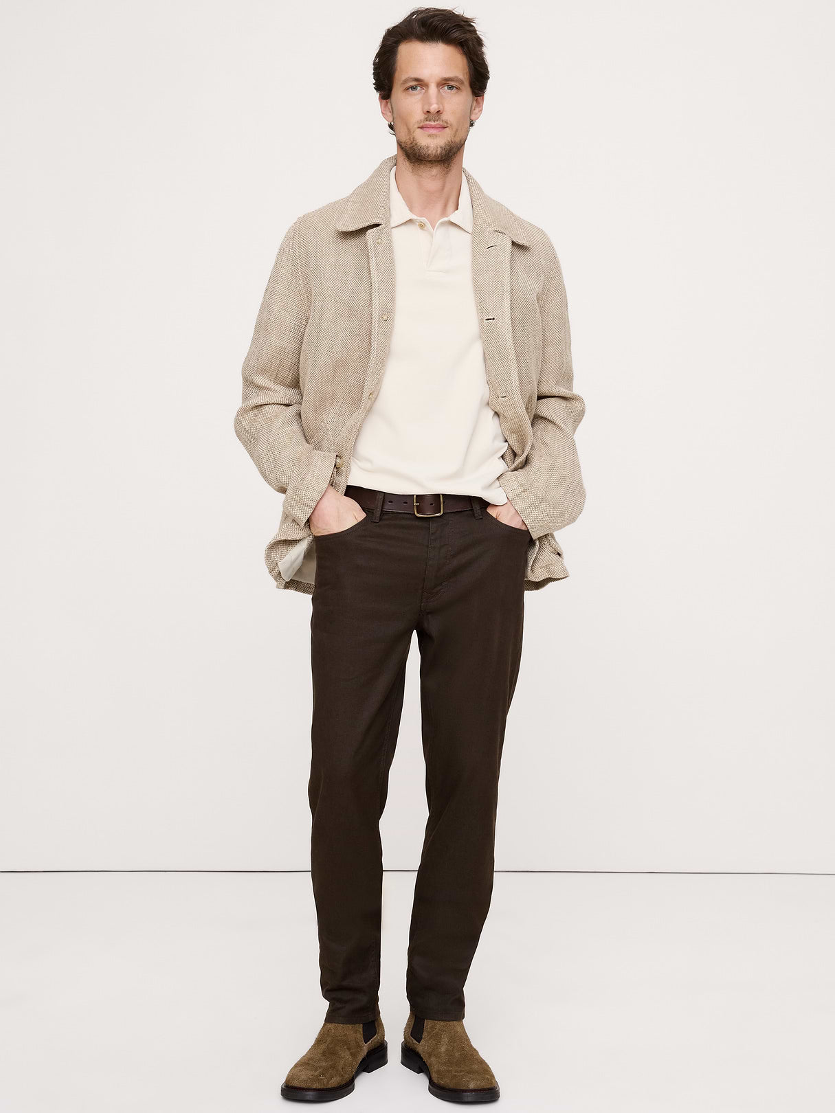 Slim Linen-Cotton Traveler Pant - Brownstone