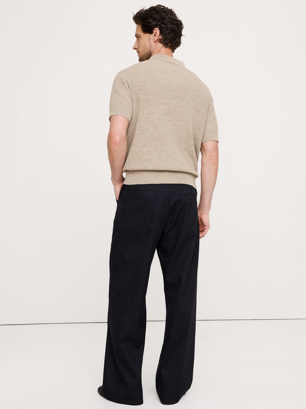 Loose Italian Linen-Cotton Pant - Black
