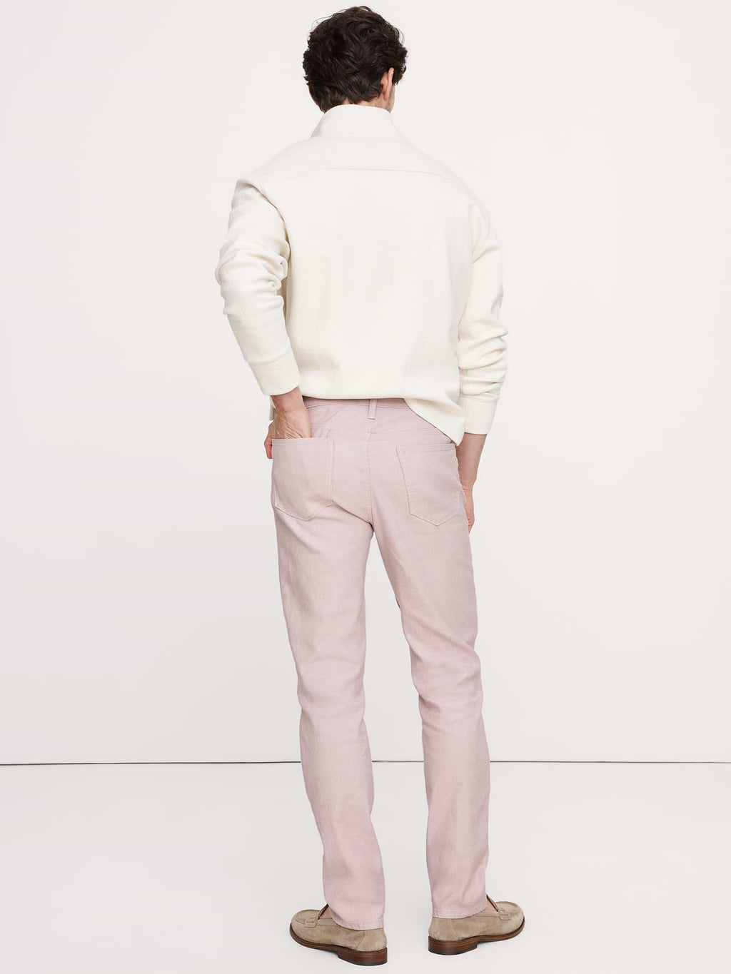 Slim Linen-Cotton Traveler Pant - Pink