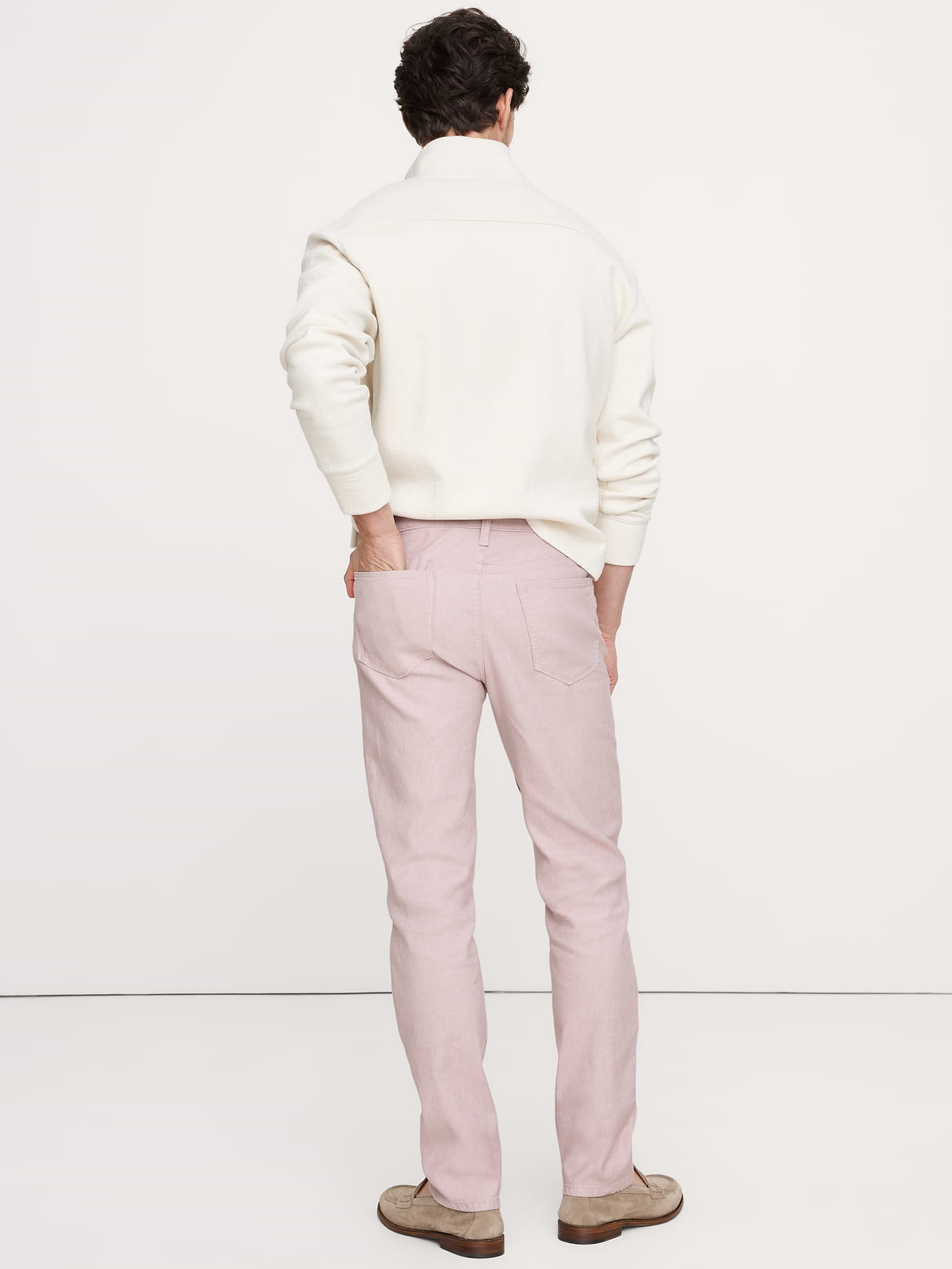 Slim Linen-Cotton Traveler Pant - Pink