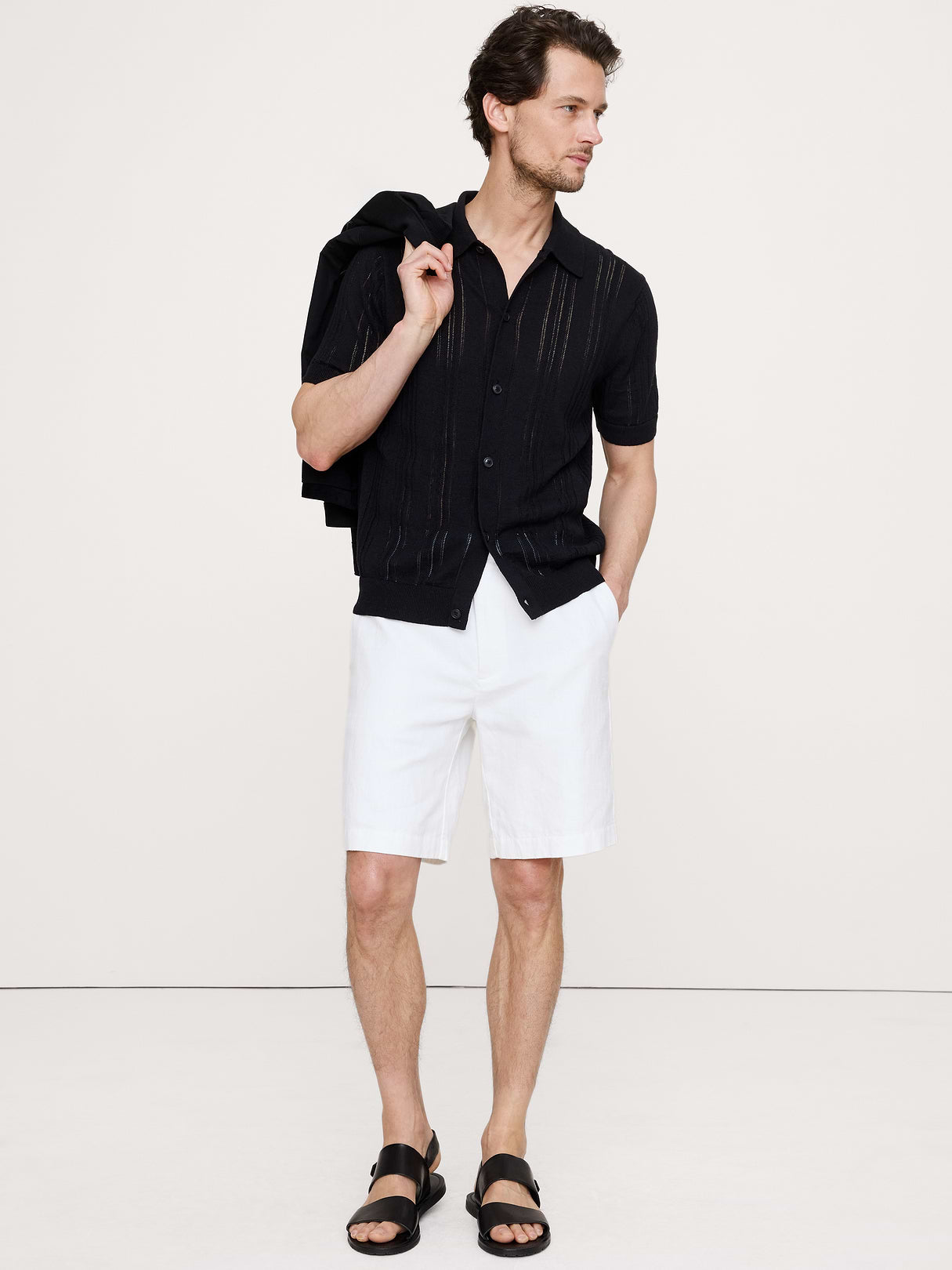9" Linen Short - White