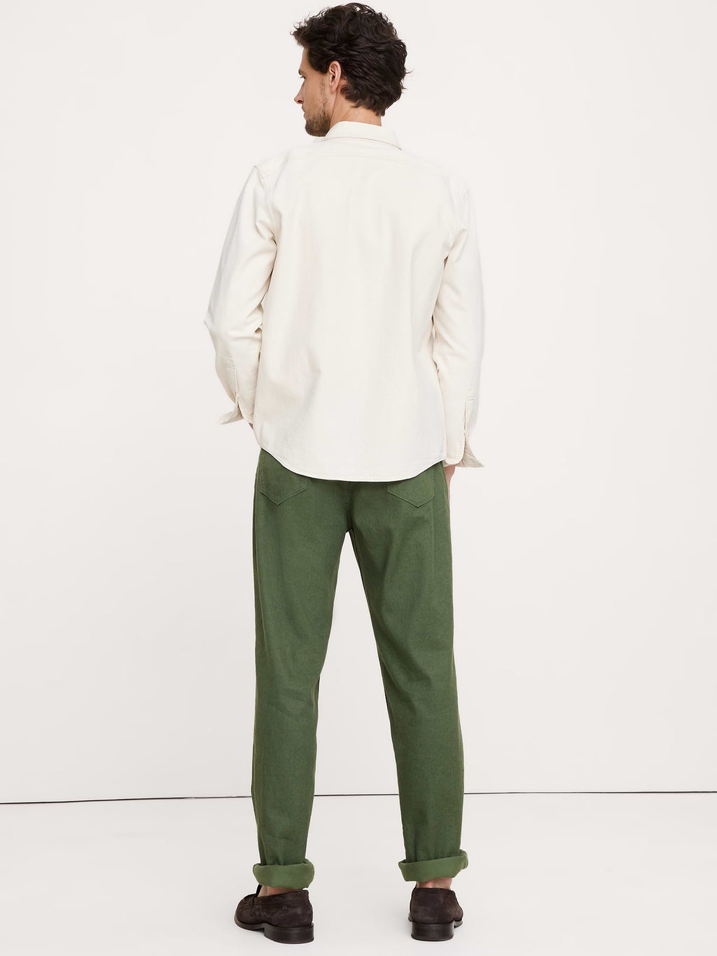 Straight Linen-Cotton Traveler Pant - Leafy Green