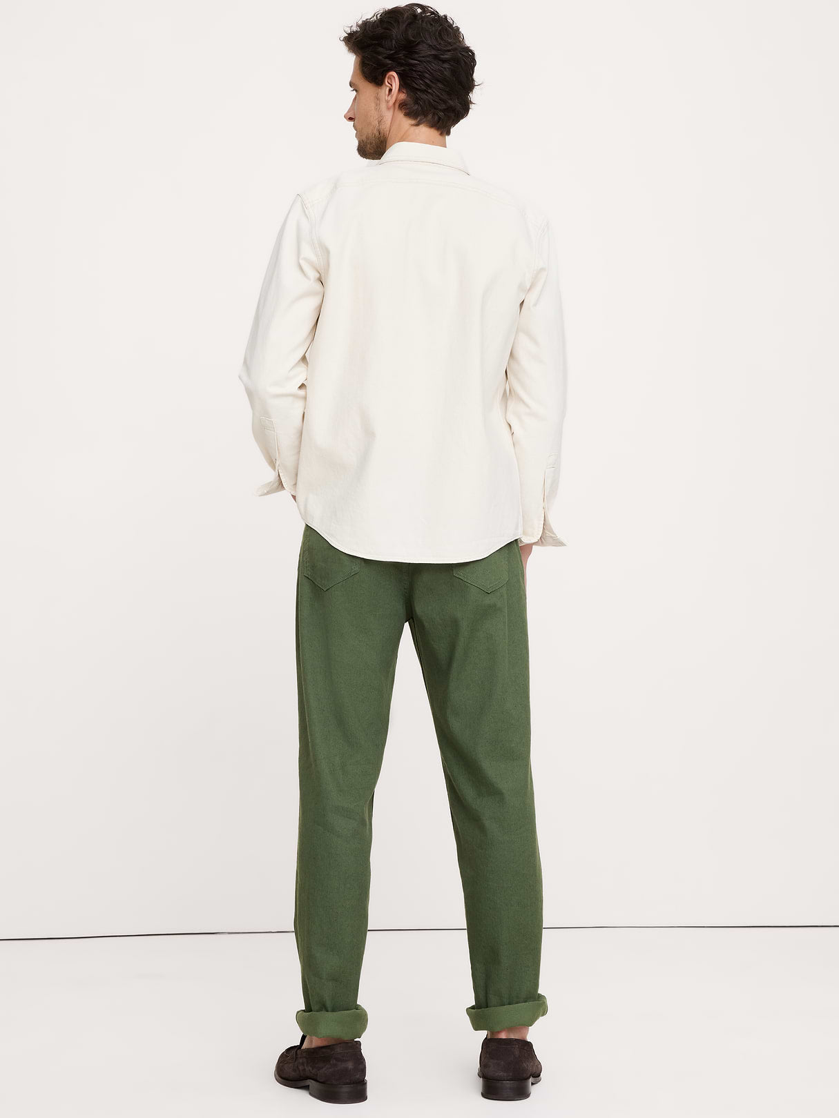 Straight Linen-Cotton Traveler Pant - Leafy Green