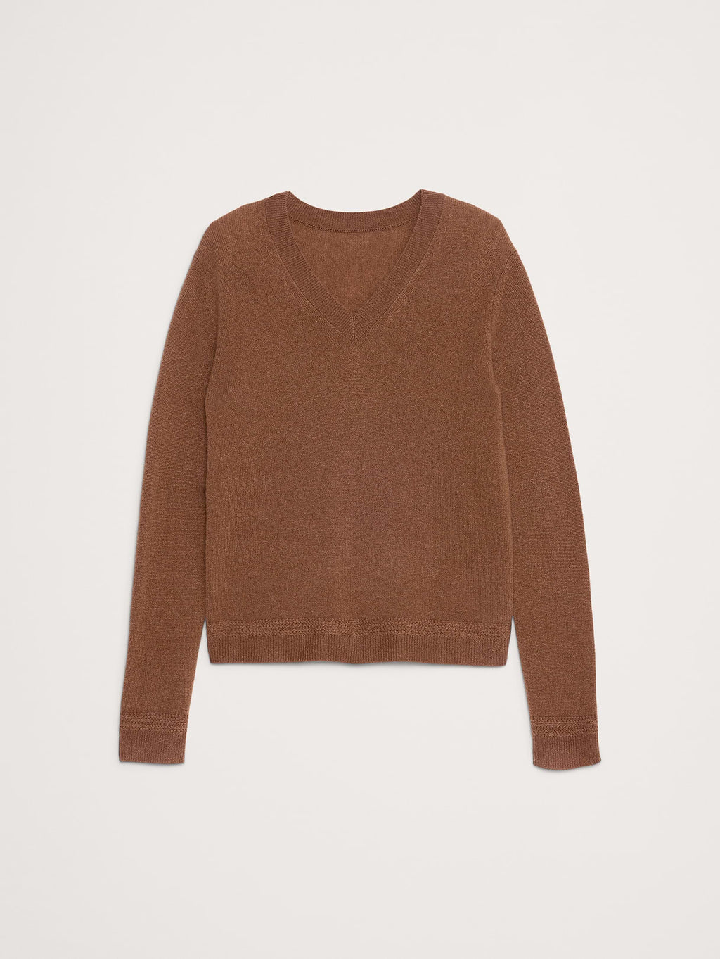 Lightweight Cashmere V-Neck Sweater - Cinnamon Coffee Brown