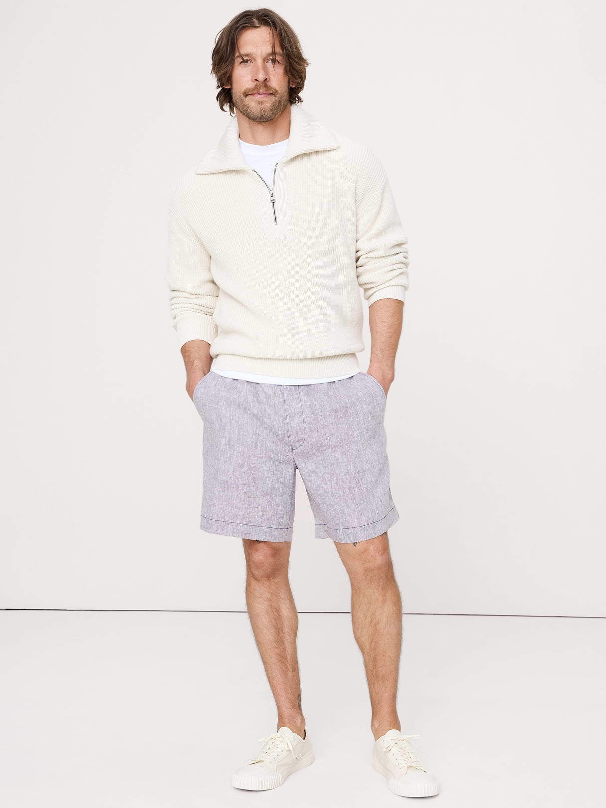 7" Linen Pull-On Short - Lilac