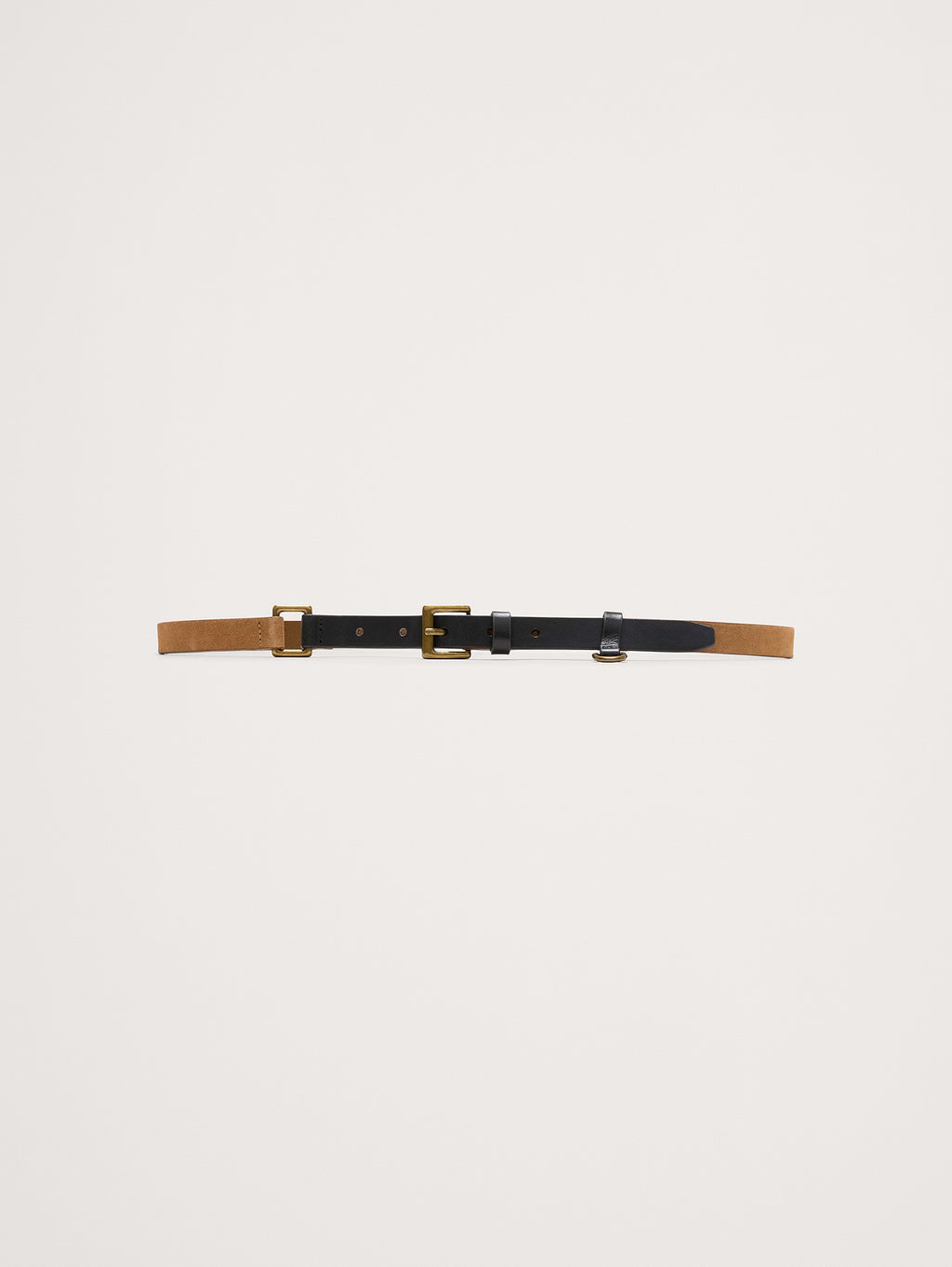 Two-Tone Leather Skinny Utility Belt - Camel & Black