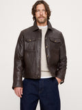 Leather Trucker Jacket - Chocolate Brown