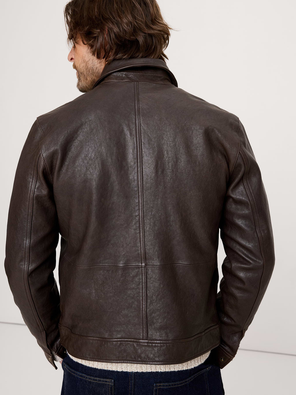 Leather Trucker Jacket - Chocolate Brown