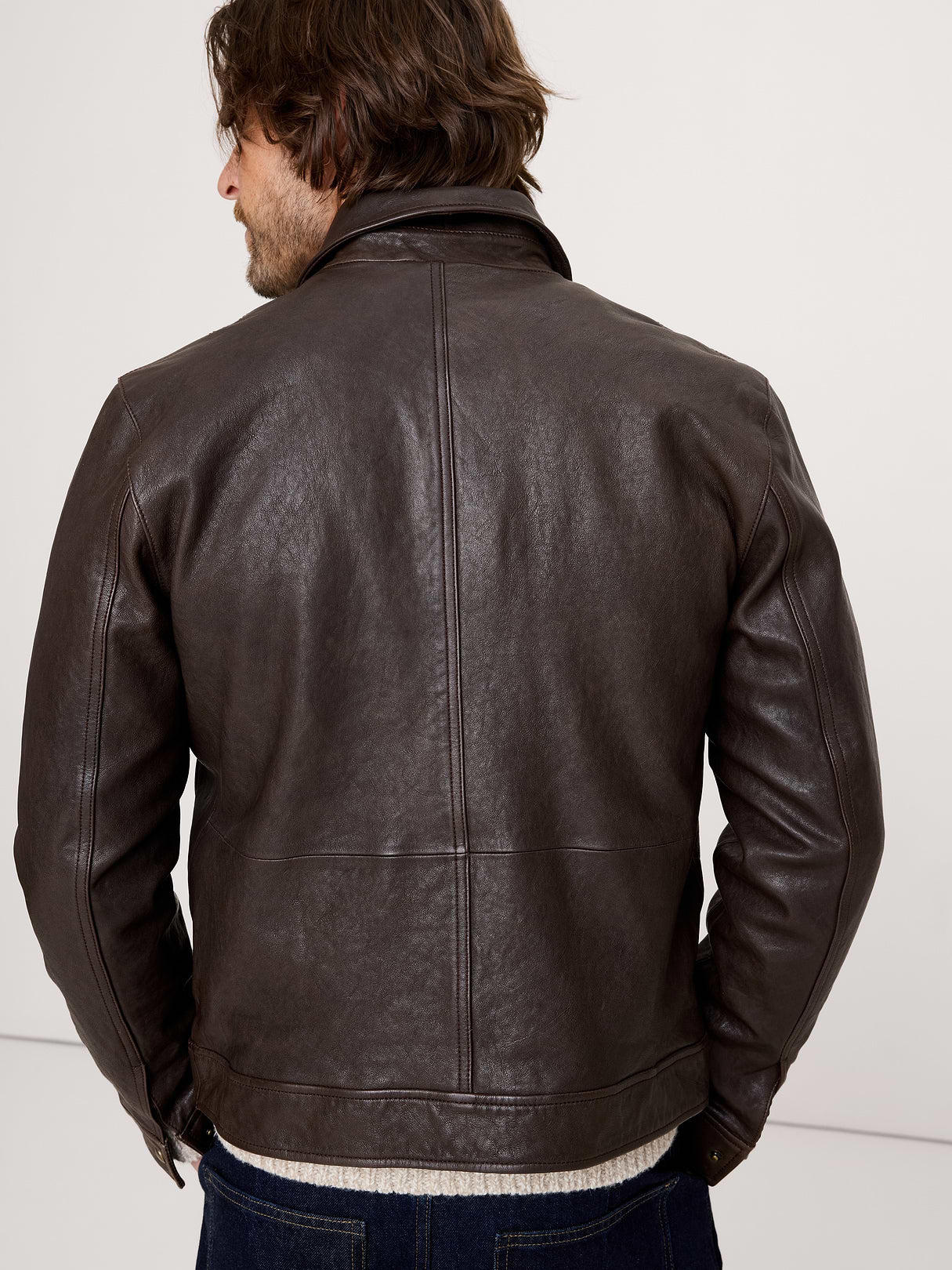 Leather Trucker Jacket - Chocolate Brown