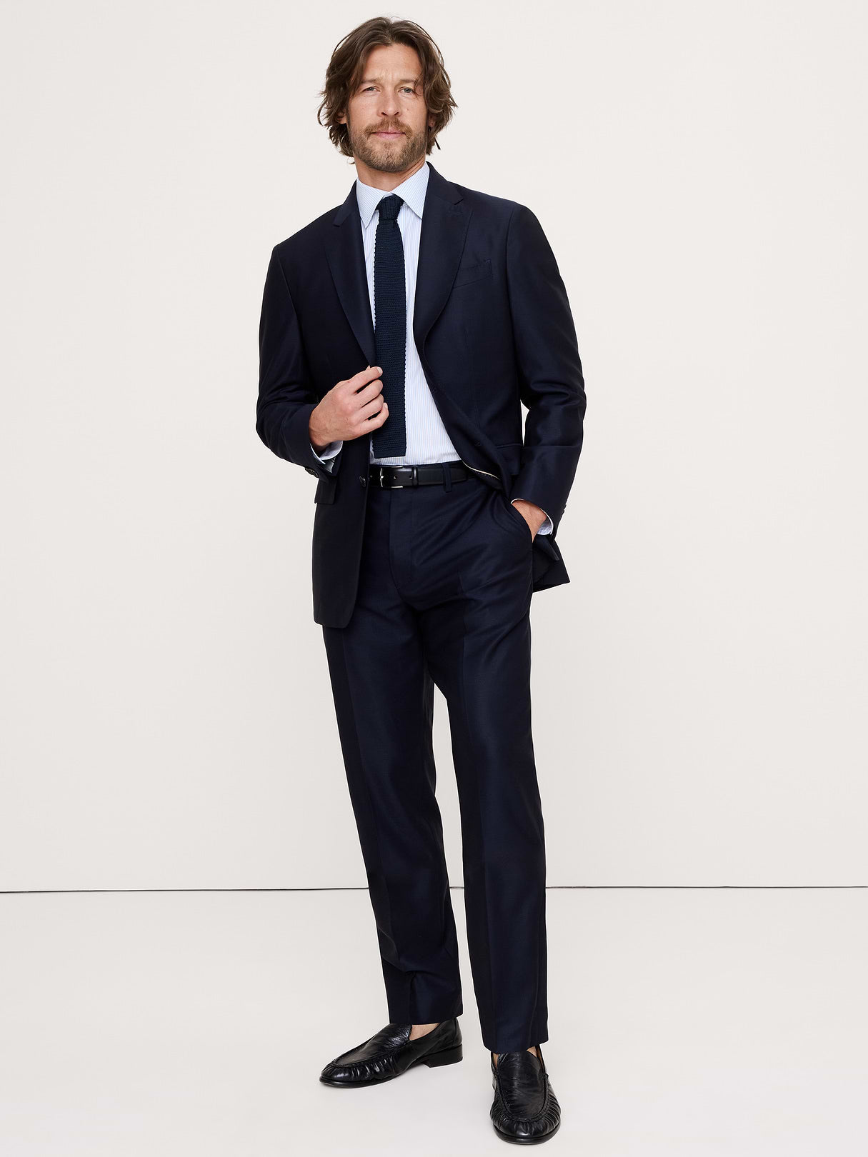 Signature Italian Hopsack Suit Pant - Navy Blue