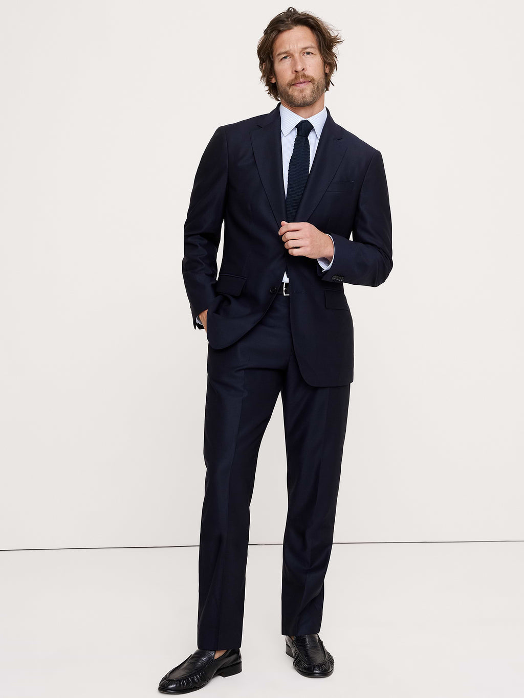 Signature Italian Hopsack Suit Jacket - Navy Blue