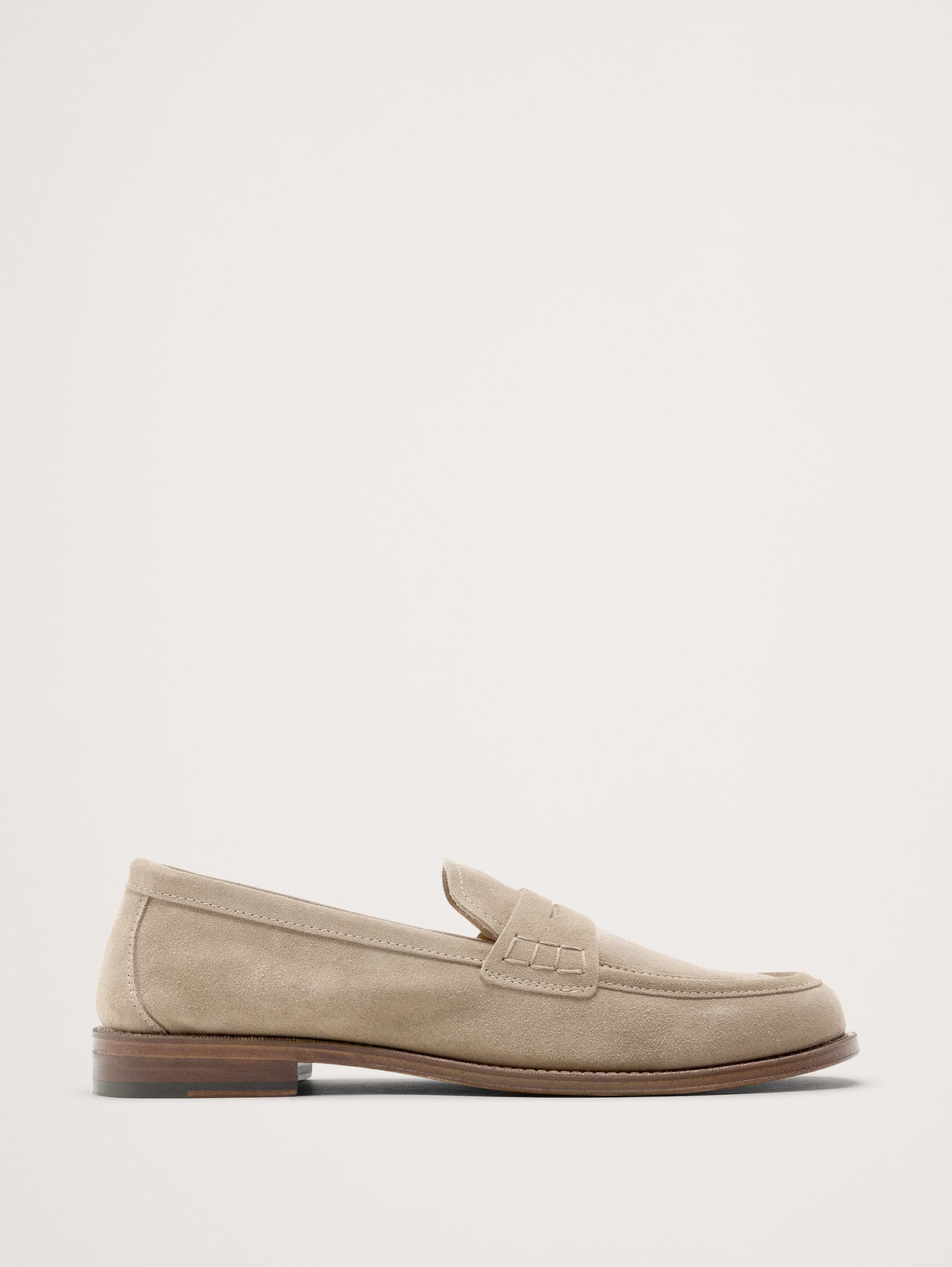 Italian Suede Penny Loafer - Khaki Beige