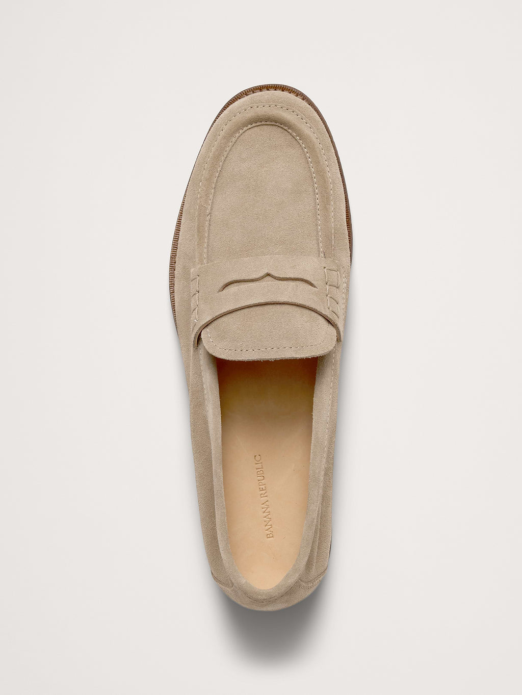 Italian Suede Penny Loafer - Khaki Beige