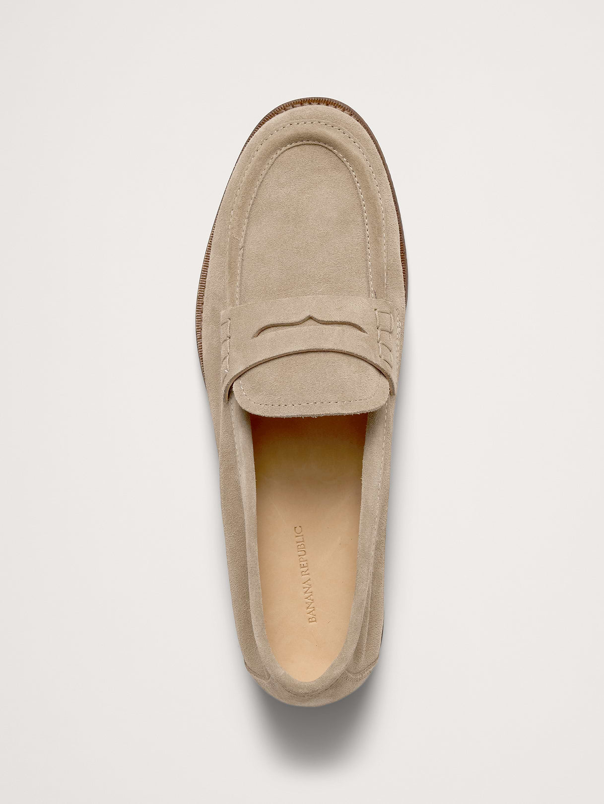 Italian Suede Penny Loafer - Khaki Beige