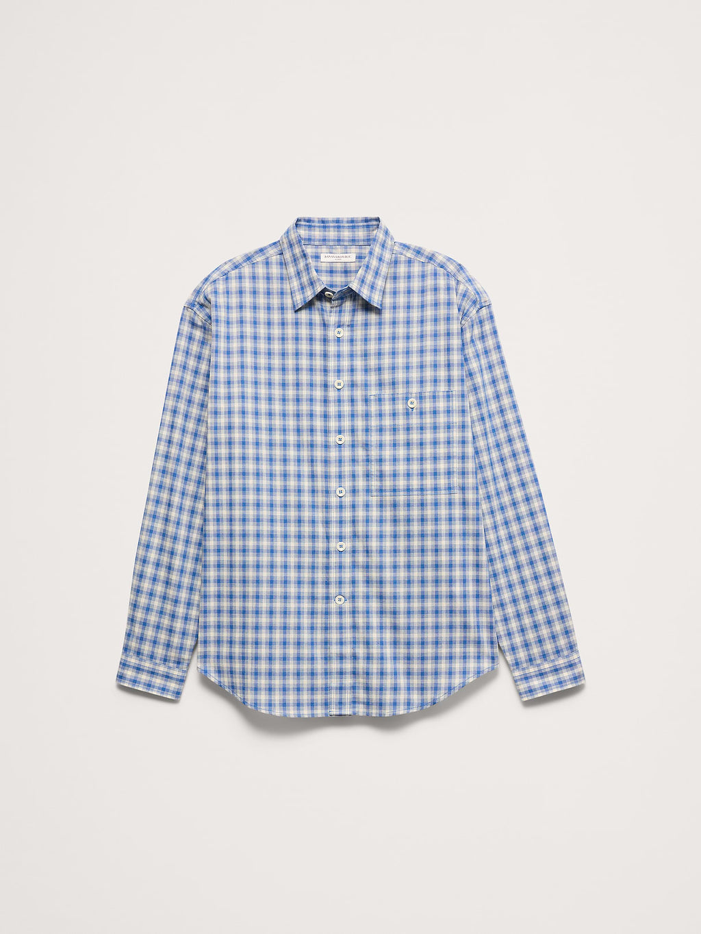 Relaxed-Fit Washed Cotton Poplin Shirt - Medium Blue Plaid