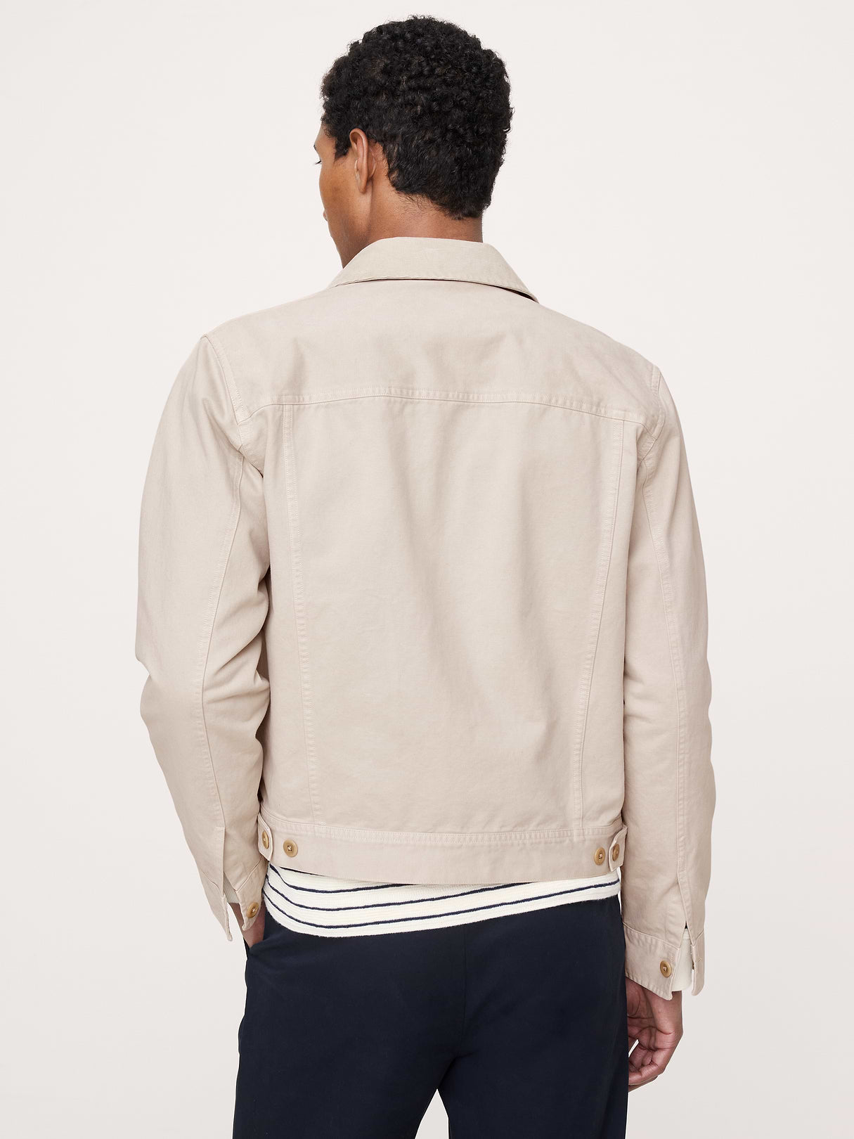Cotton Twill Mechanic's Jacket with Corduroy Collar - Sand Khaki Beige
