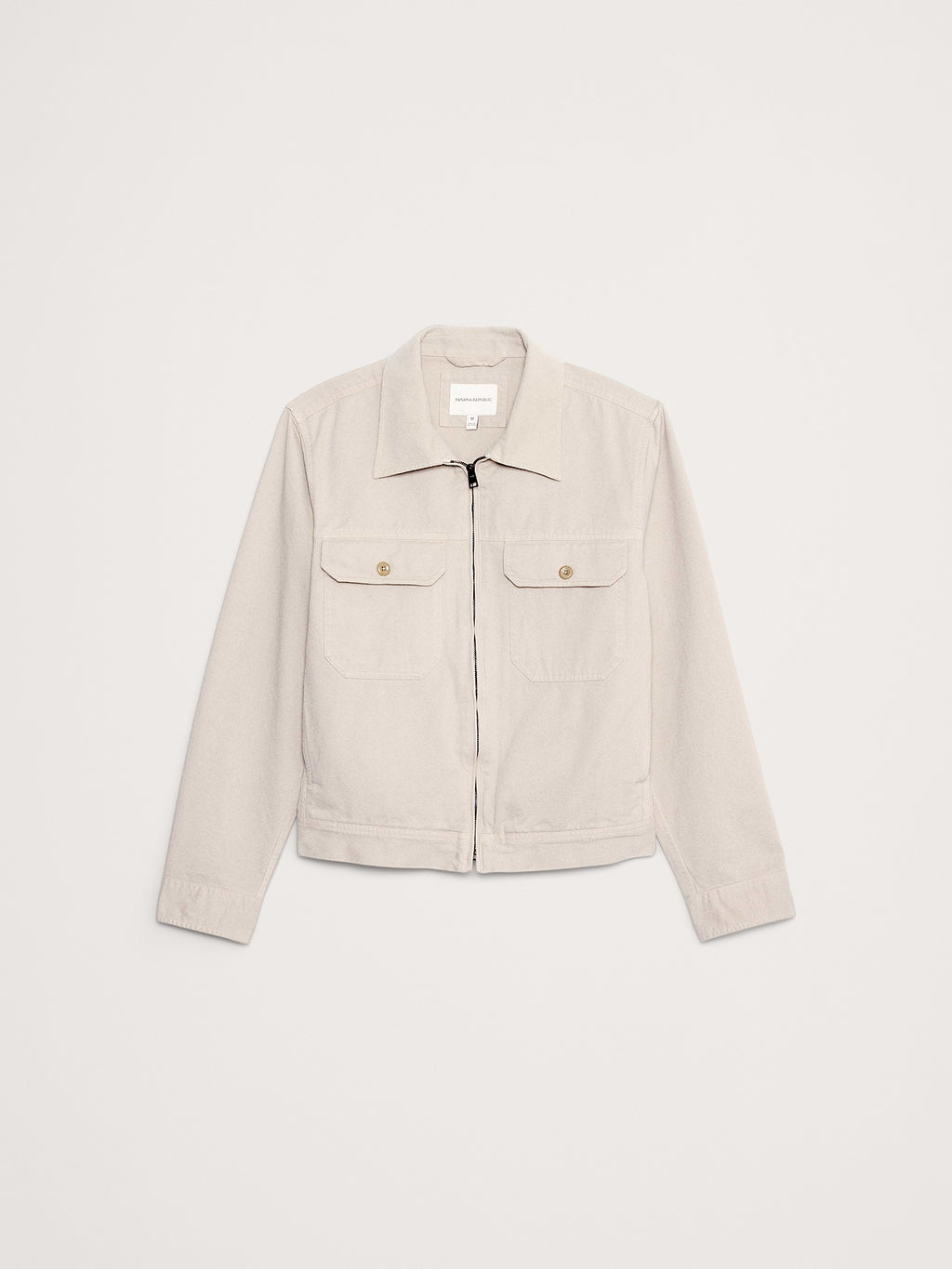 Cotton Twill Mechanic's Jacket with Corduroy Collar - Sand Khaki Beige