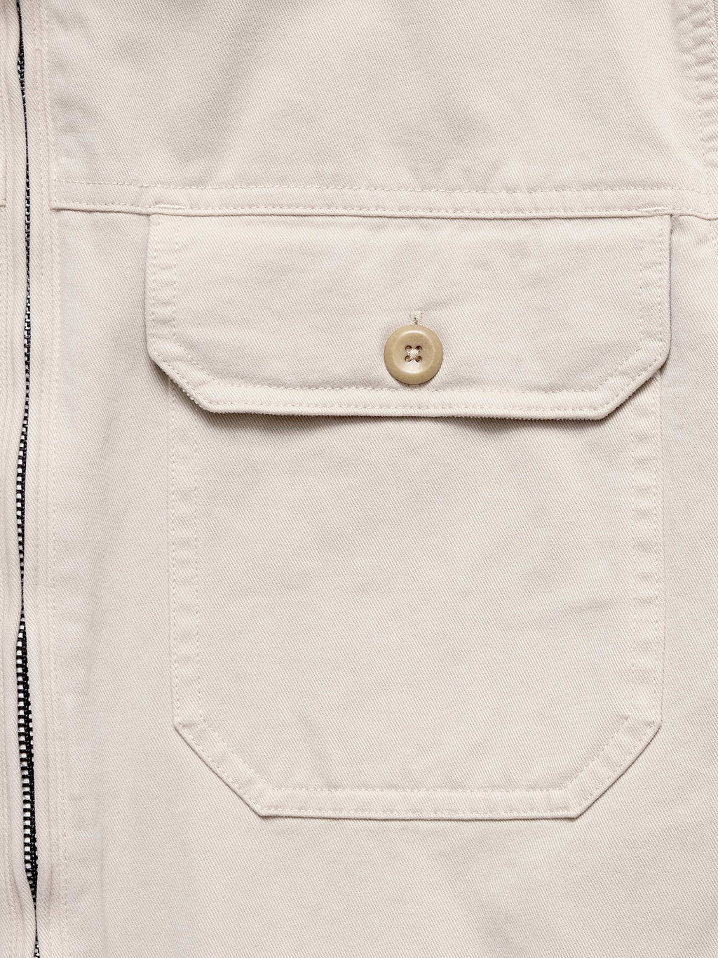 Cotton Twill Mechanic's Jacket with Corduroy Collar - Sand Khaki Beige
