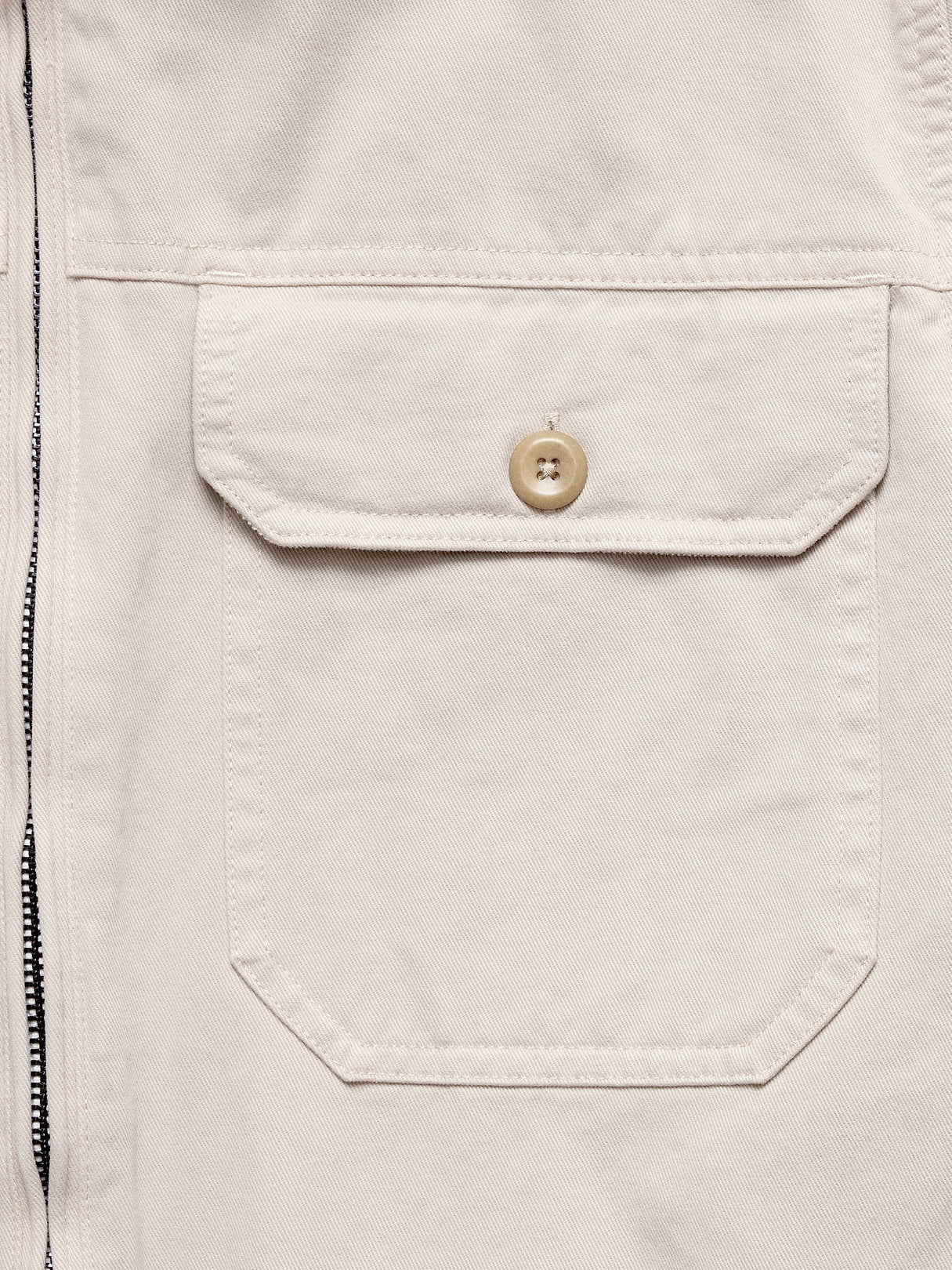 Cotton Twill Mechanic's Jacket with Corduroy Collar - Sand Khaki Beige