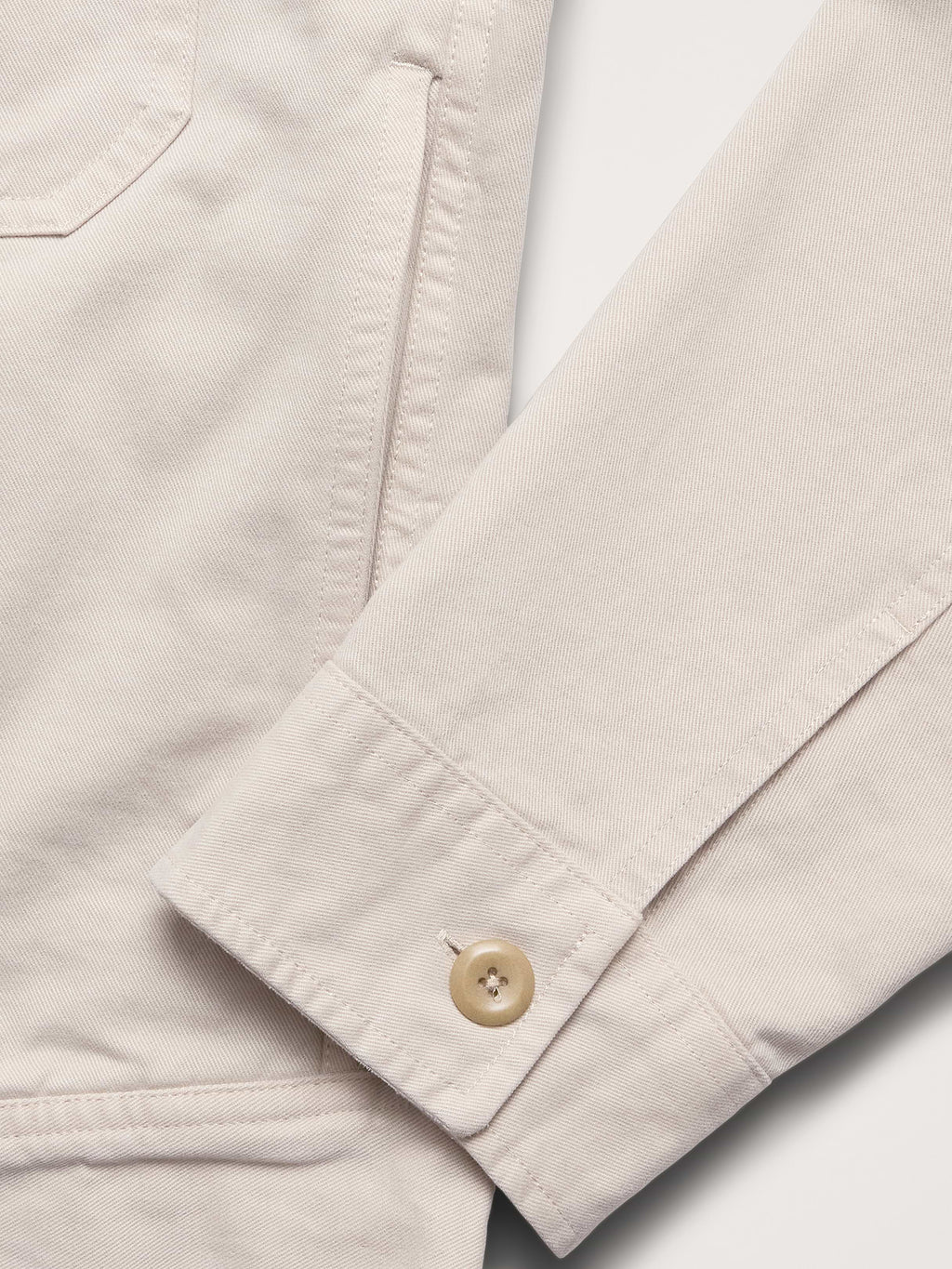 Cotton Twill Mechanic's Jacket with Corduroy Collar - Sand Khaki Beige