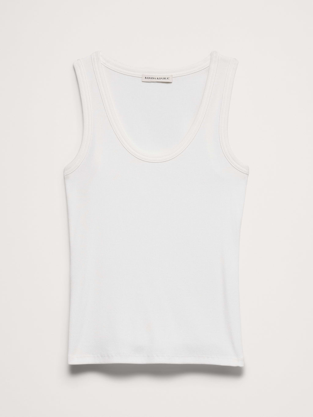 Ribbed Scoop-Neck Tank - White