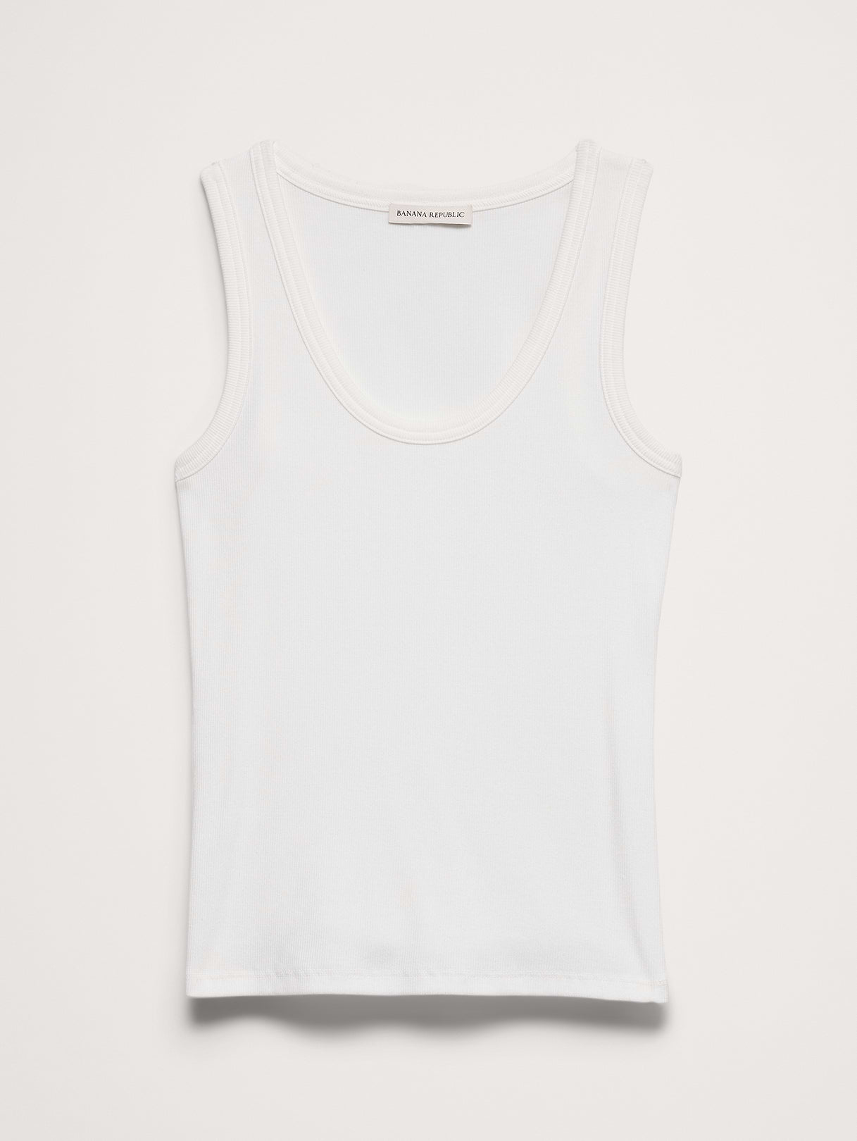 Ribbed Scoop-Neck Tank - White