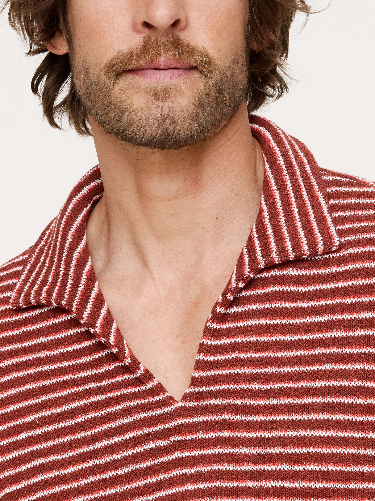 Relaxed-Fit Striped Polo - Jasper Red