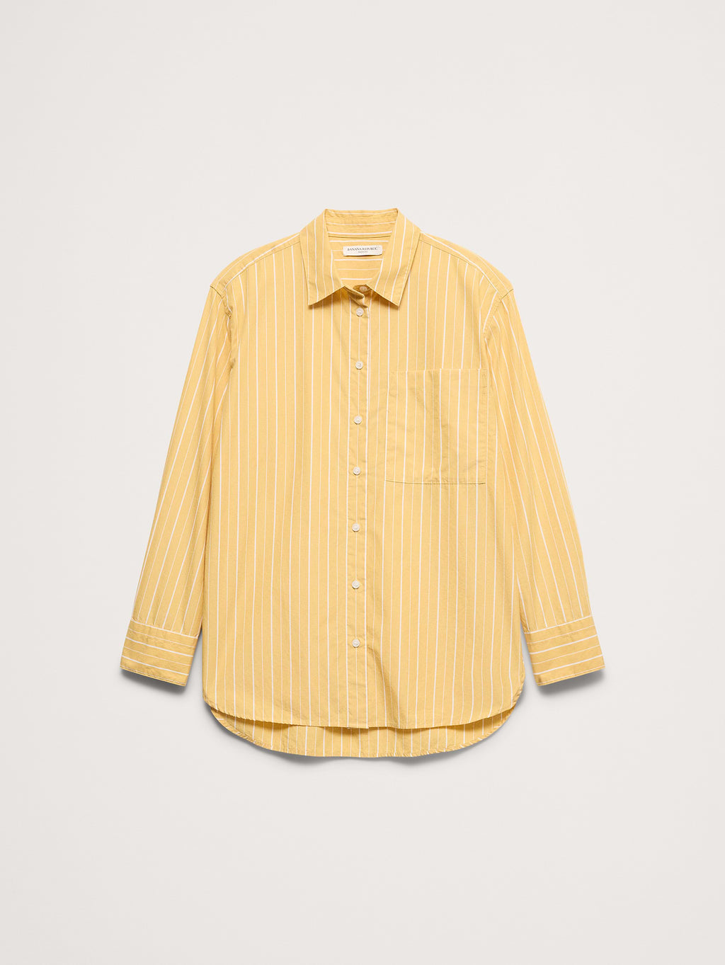 The Oversized Shirt in Cotton Poplin - Mustard Yellow Stripe