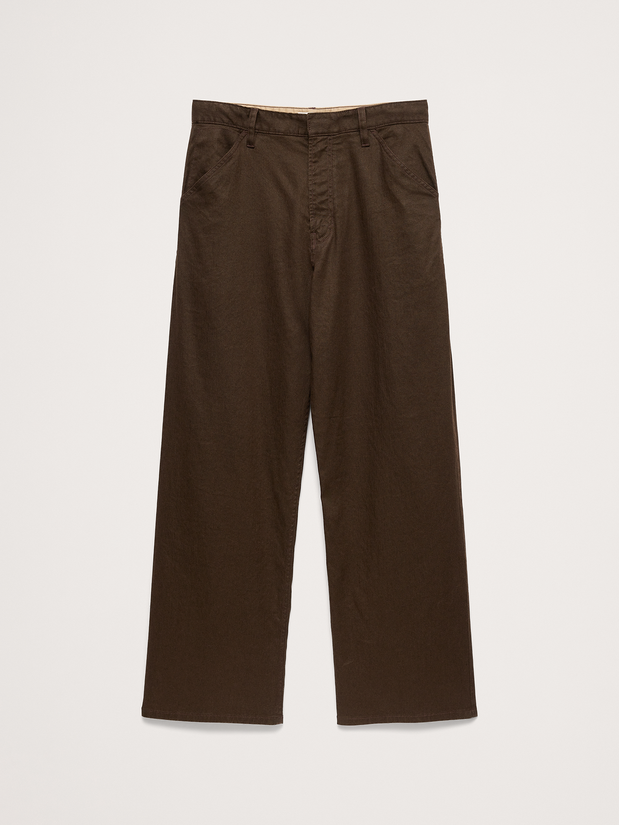 Loose Italian Linen-Cotton Pant - Brownstone