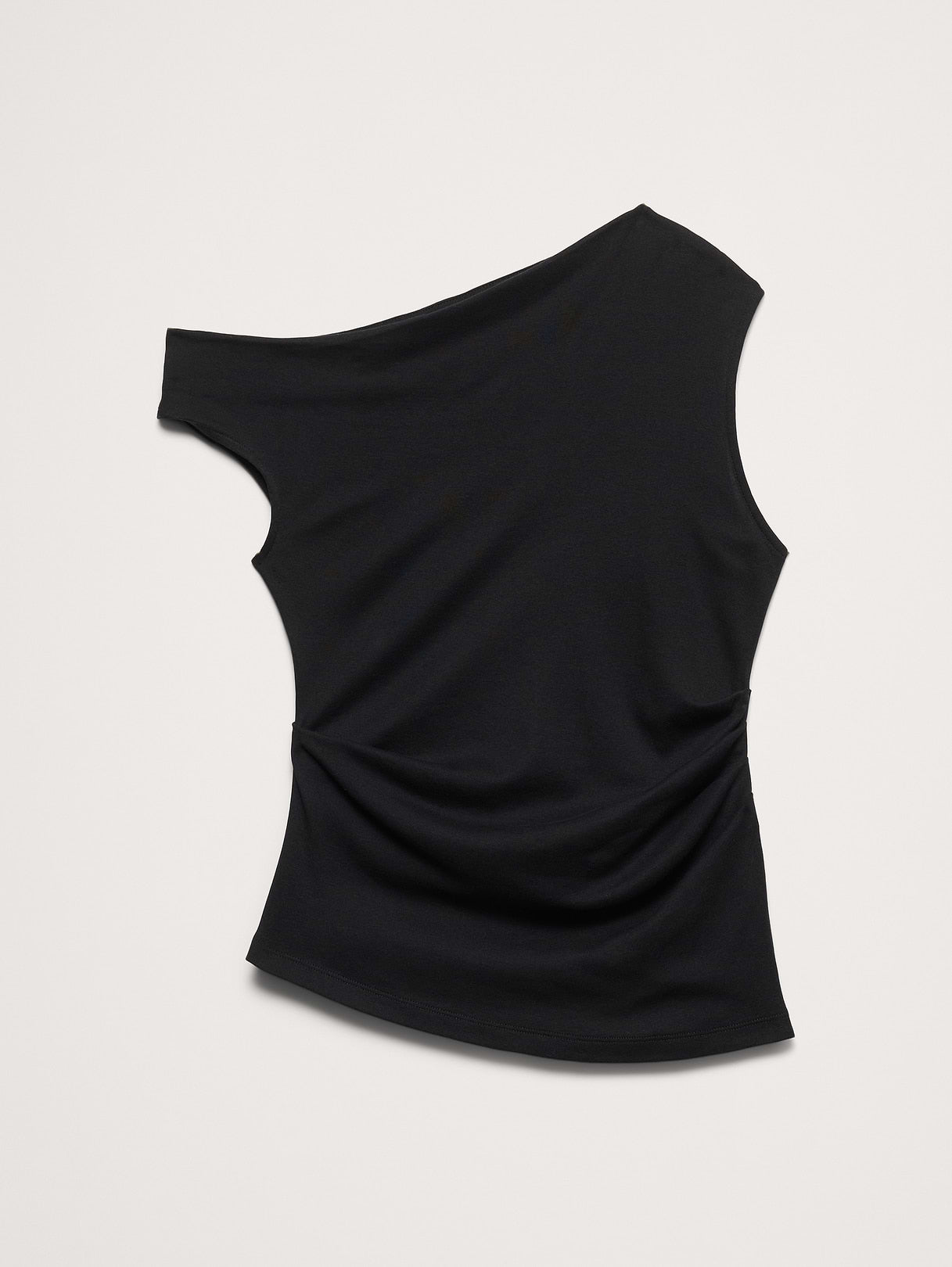 Airy Cotton Asymmetrical Tank - Black