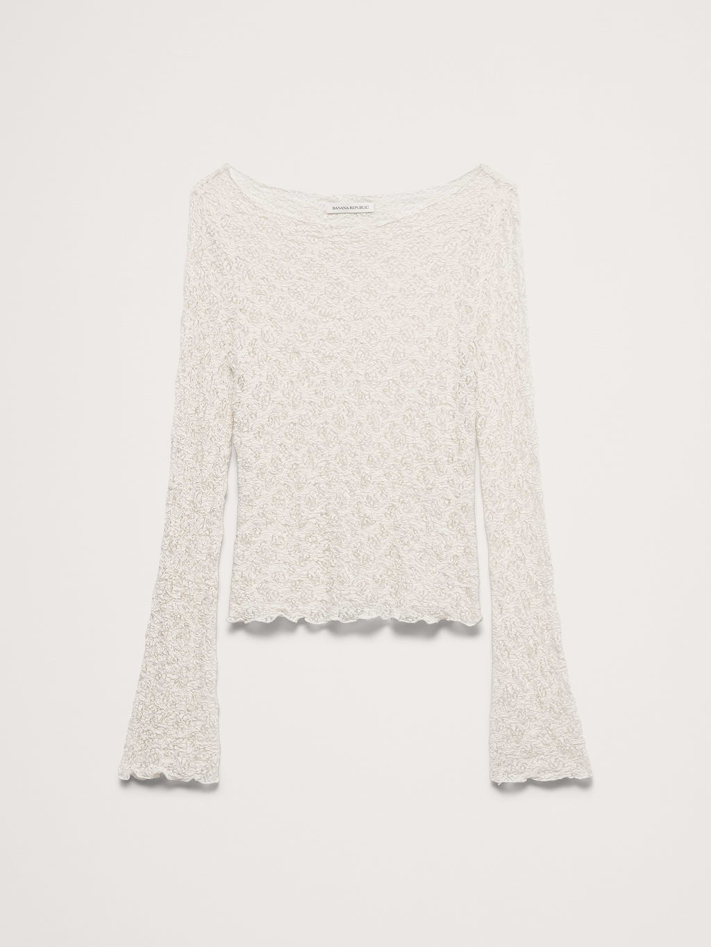 Lace Flare-Sleeve Top - Cream White