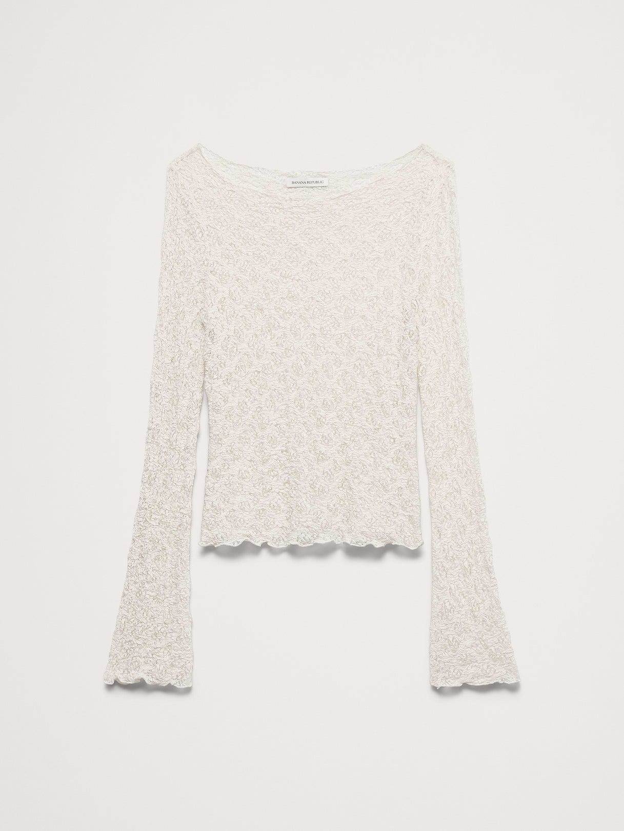 Lace Flare-Sleeve Top - Cream White