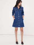 Denim Trucker Mini Dress - Medium Blue