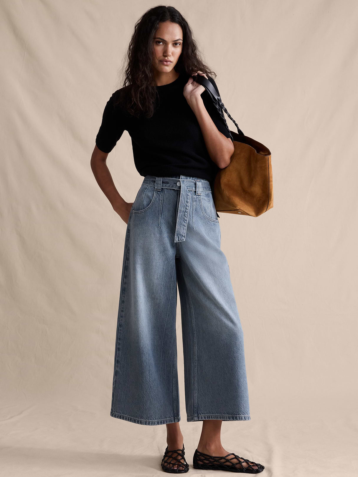 Ultra-High Rise Lightweight Culotte Jean - Light Wash