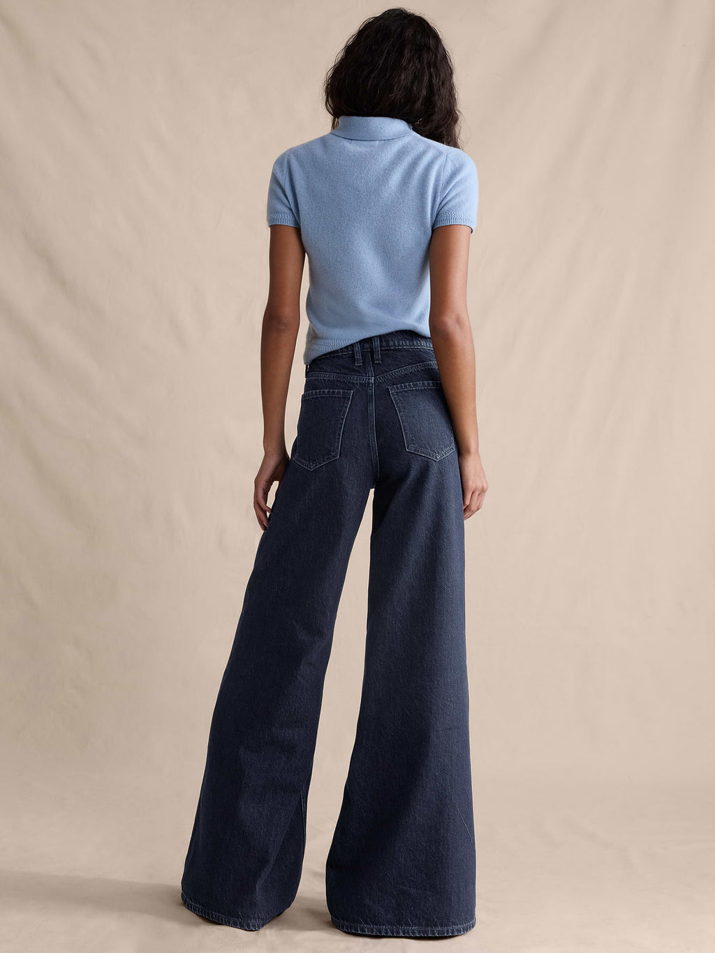 High-Rise Wide-Leg Lightweight Palazzo Jean - Dark Wash