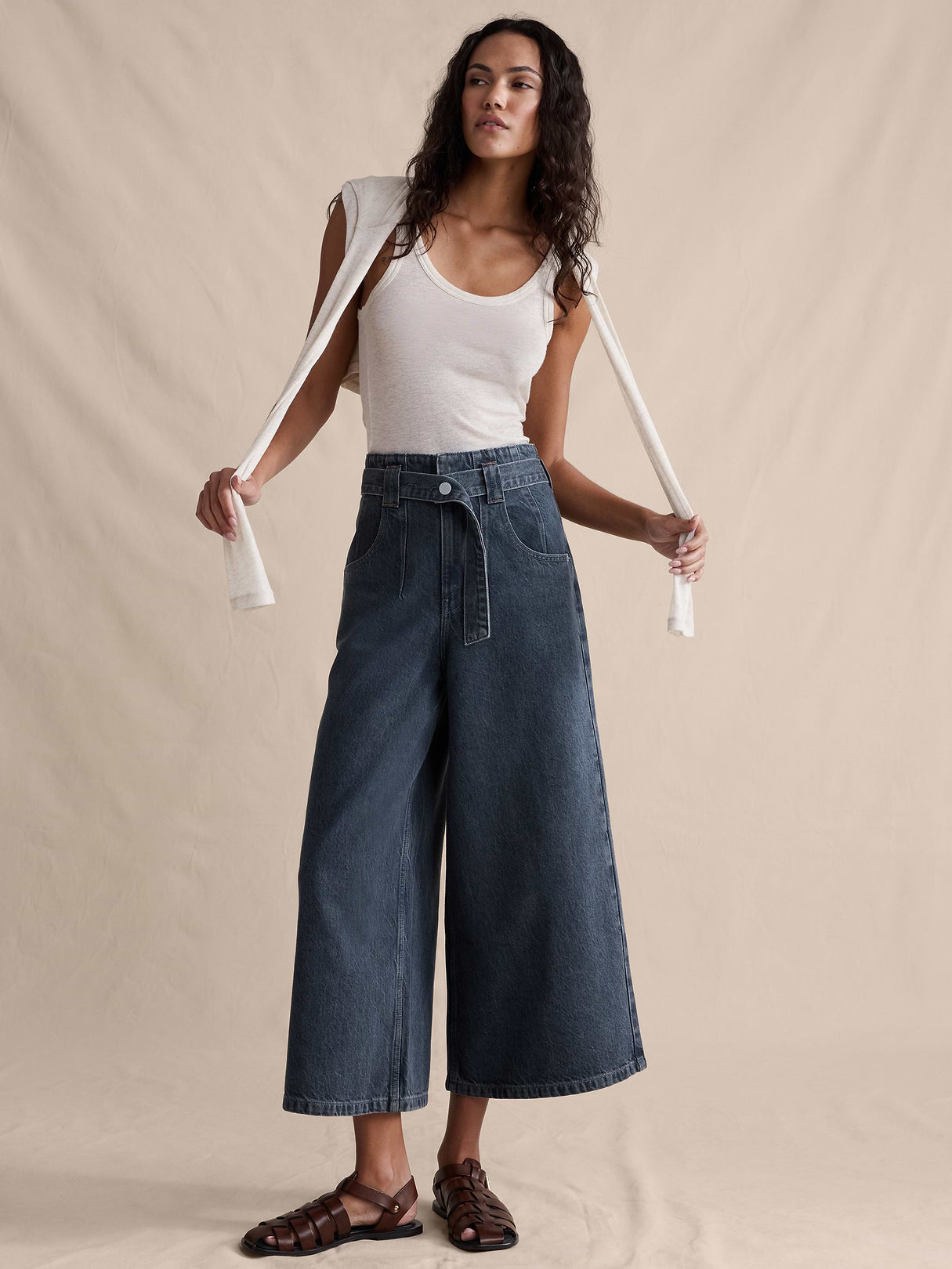 Ultra-High Rise Lightweight Culotte Jean - Dark Wash