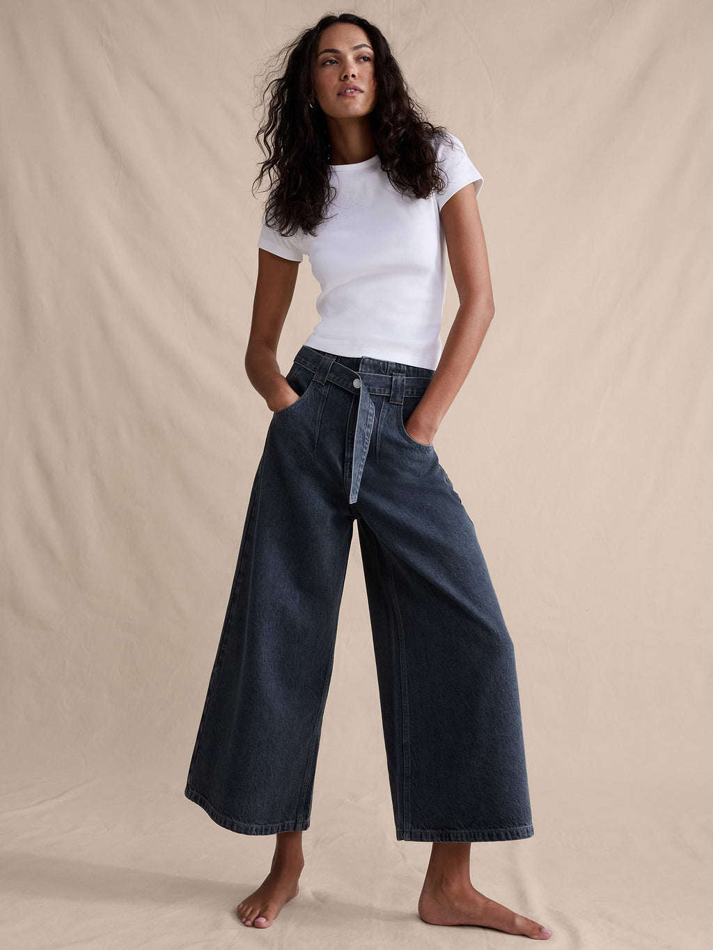 Ultra-High Rise Lightweight Culotte Jean - Dark Wash