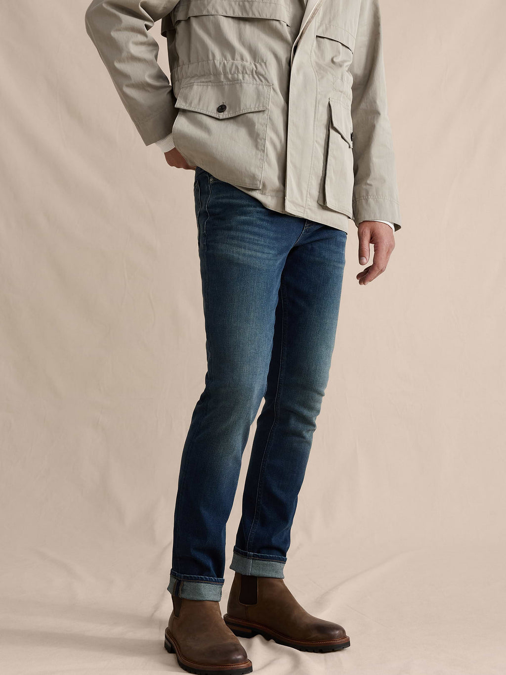 Slim Luxe Traveler Jean - Dusty Blue