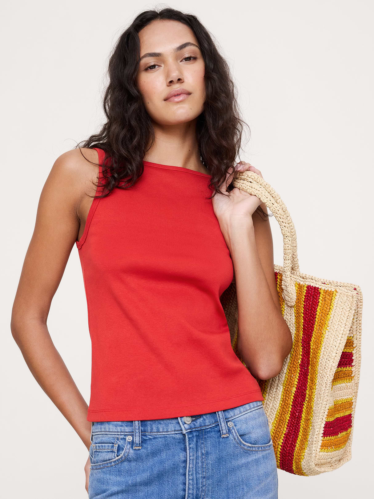 Minimalist Cotton Tank - Pompeian Red