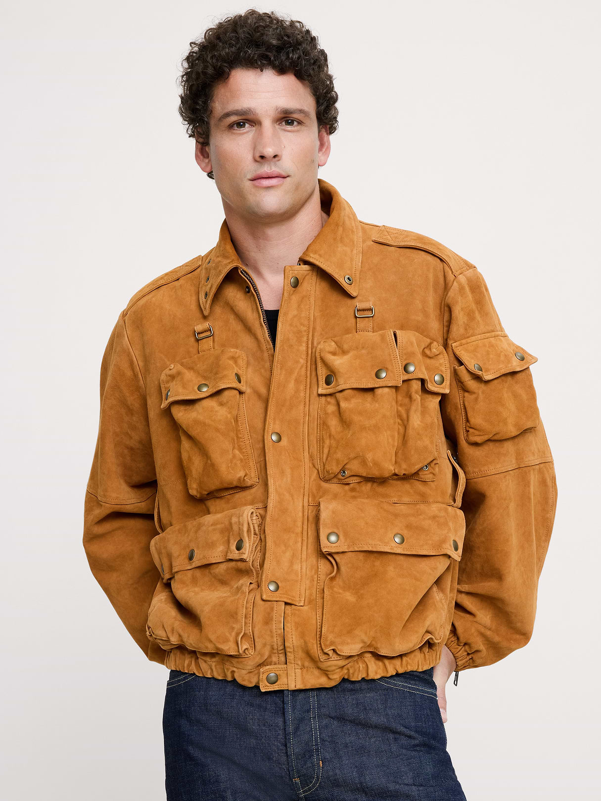 Suede Multi-Pocket Jacket - Toffee Suede