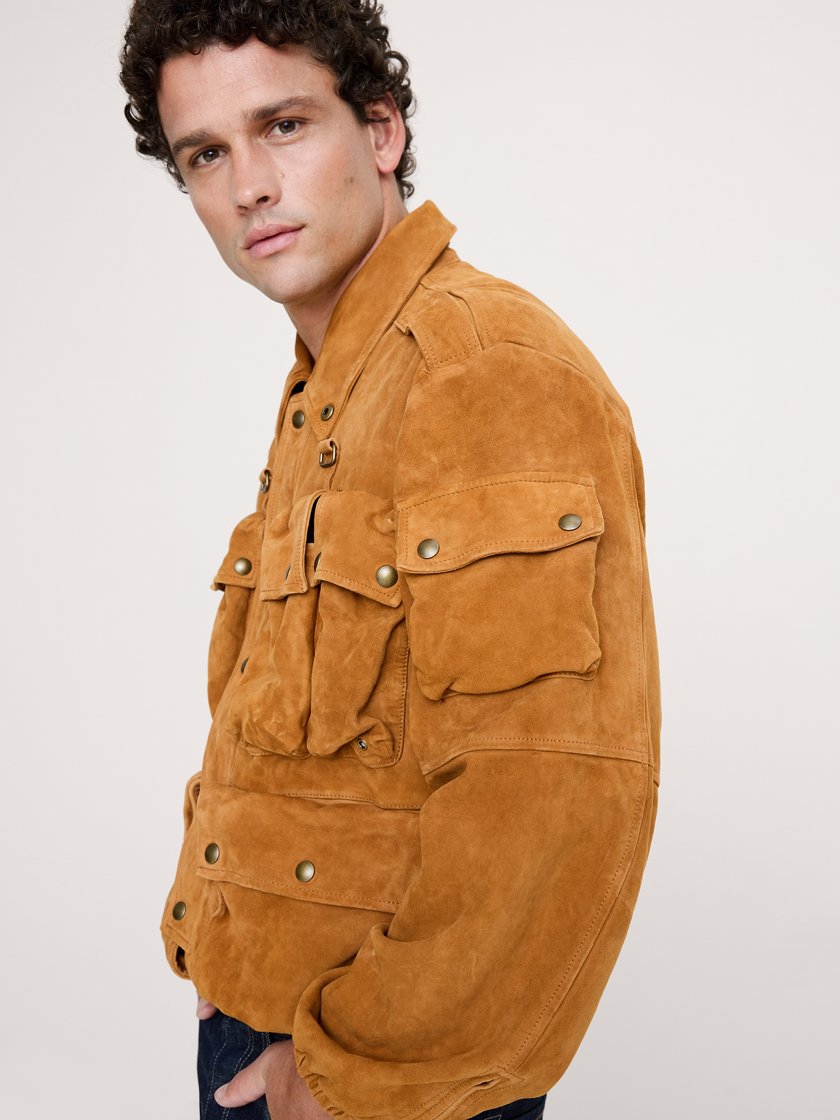 Suede Multi-Pocket Jacket - Toffee Suede
